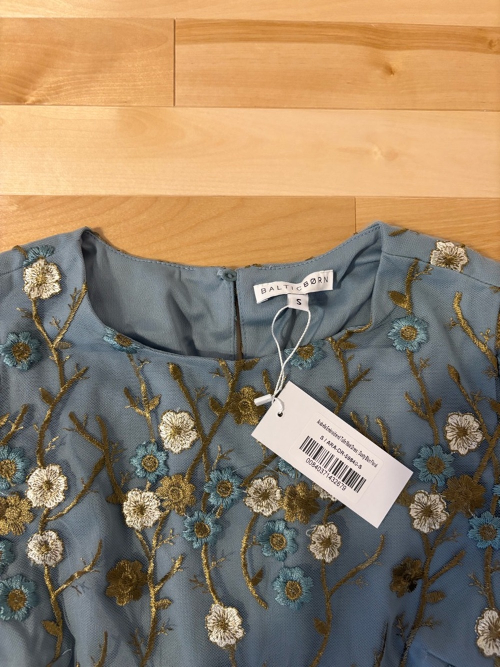 NWT BALTIC BORN DRESS - Embroidered Blue Floral Midi Dress - Picture 3 of 6